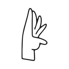 Hands poses. Black color outline vector illustration, on a white background. Concept of communication and expressions.