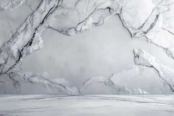 Abstract grey marble backdrop with cracked texture