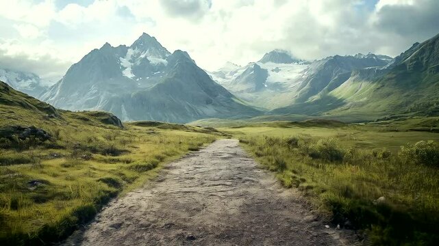 Open book on path through mountains.