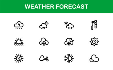 Weather Forecast Icons. Clean Vector Designs for Climate and Temperature Apps