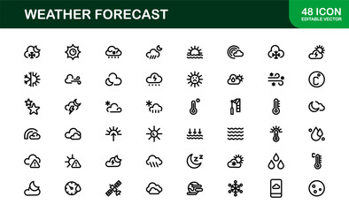 Weather Forecast Icons. Clean Vector Designs for Climate and Temperature Apps