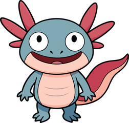 Smiling axolotl cartoon illustration isolated on white background vector amphibian character
