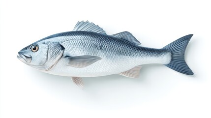 Fototapeta premium Fresh Whole Fish on White Studio Background is a premium-quality stock image ideal for use in lifestyle blogs, health content, promotional campaigns, and editorial publications.