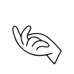 Hands poses. Black color outline vector illustration, on a white background. Concept of communication and expressions.