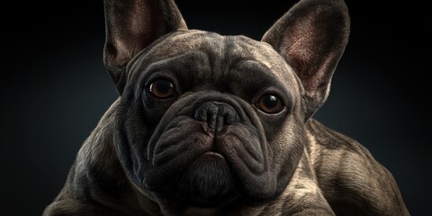 Black Bulldog Dog Close-Up in Studio Light is a premium-quality stock image ideal for use in lifestyle blogs, health content, promotional campaigns, and editorial publications.