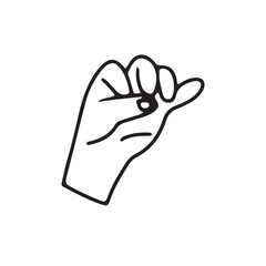 Hands poses. Black color outline vector illustration, on a white background. Concept of communication and expressions.