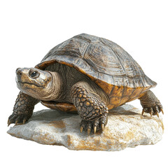 Obraz premium Majestic turtle resting on a sun warmed rock embodying longevity and on transparent background