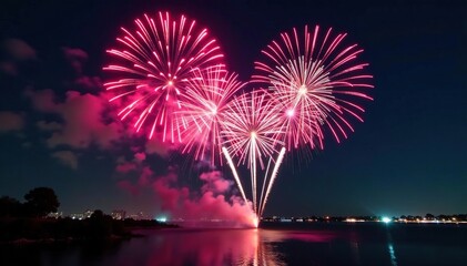 Spectacular fireworks display illuminating the night sky , brilliant, event