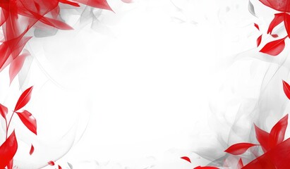 Abstract art with red and grey leaves on white background