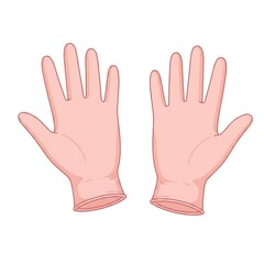 Obraz premium A pair of pink medical gloves illustrated on a white background.