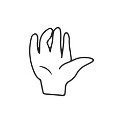 Hands poses. Black color outline vector illustration, on a white background. Concept of communication and expressions.