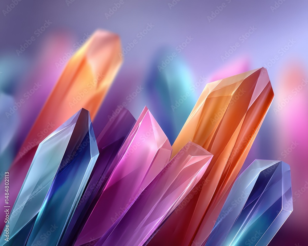 Poster vibrant colorful crystal cluster abstract background