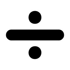 Division math symbol divide sign mathematical operation arithmetic calculation isolated black and white icon graphic