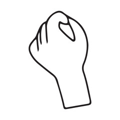 Hands poses. Black color outline vector illustration, on a white background. Concept of communication and expressions.