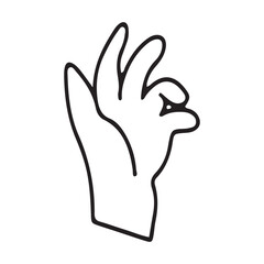 Hands poses. Black color outline vector illustration, on a white background. Concept of communication and expressions.