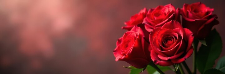 Elegant bouquet of red roses, soft focus background, red floral, bouquet, romance