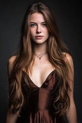 Naklejka premium Elegant Woman with Long Hair in Evening Dress is a premium-quality stock image ideal for use in lifestyle blogs, health content, promotional campaigns, and editorial publications.
