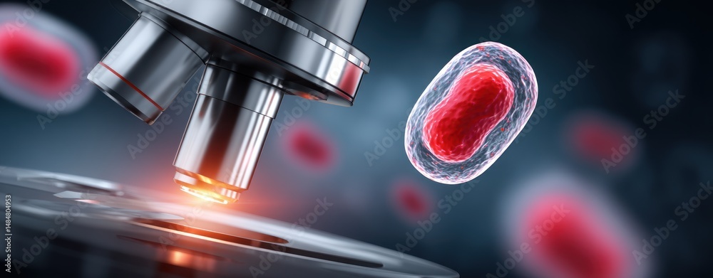Aufkleber Microscopic view of a cell under a powerful microscope lens during scientific research