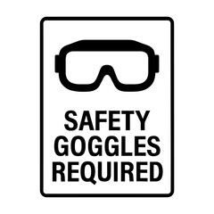Safety goggles required sign personal protective equipment ppe eye protection workplace hazard prevention