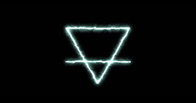 Alchemical symbol for earth blue flaming. Loop