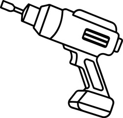 drill black outline vector and illustration, coloring book page