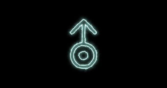 Astronomical symbol of Uranus blue flaming. Loop