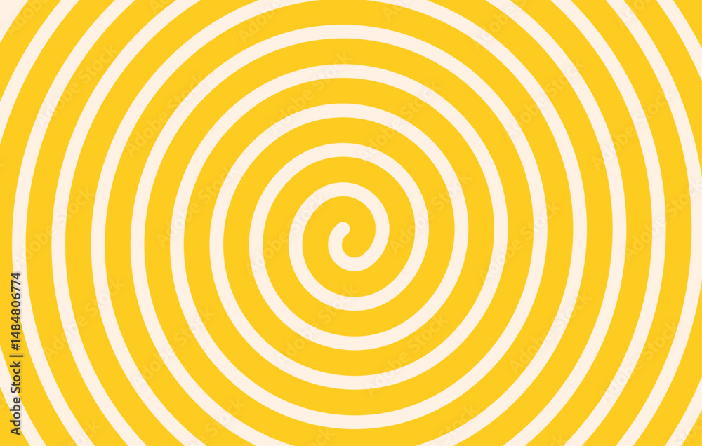 Poster psychedelic swirl, twirl background. yellow and white hypnotic spiral abstract background pattern