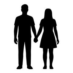 Couple silhouette vector illustration of man and woman holding hands romantic relationship graphic design