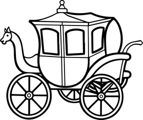 Fototapeta premium fantasy carriage black outline vector and illustration, coloring book page