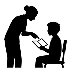 Tutoring reading help silhouette teacher student learning education study school homework assistance
