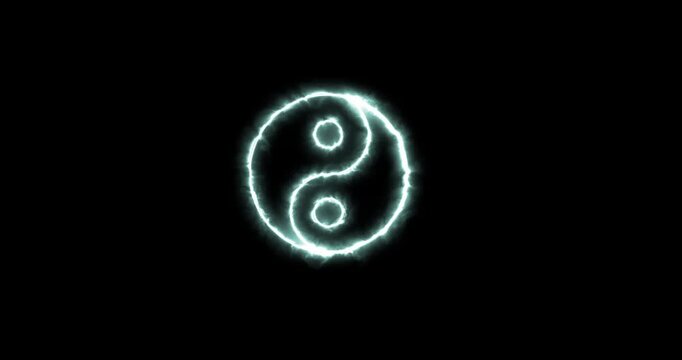 Yin and yang blue flaming. Loop