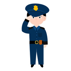 police character element design.  Police officer characters in uniform with professional equipments, badge, handcuffs and walkie-talkie, truncheon