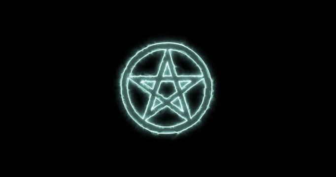 Pentagram wicca blue flaming. Loop