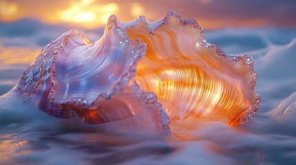 Nacreous interiors gleam within the shells of deep-sea mollusks, their iridescent layers creating a mesmerizing display of natural artistry, a hidden beauty of the ocean depths