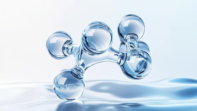 Abstract Blue Glass Molecular Structure On Water