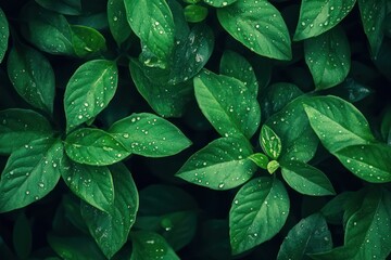 Fototapeta premium Pattern of green leaves on natural background