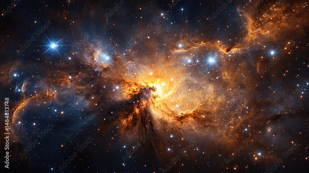 Canvas Prints outer space view of a distant galaxy with swirling nebulae and sparkling stars, a breathtaking displ