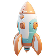 Toy Rocketship Ready for Launch, Isolated