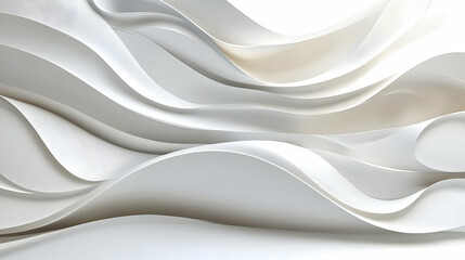 Obraz premium Abstract white wave background. Elegant flowing curves and shades of white create a sophisticated design. Ideal for presentations, websites, and branding.