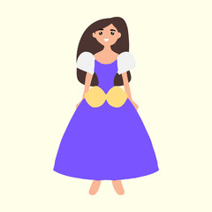 Beautifull Princess wearing dress isolated on white background