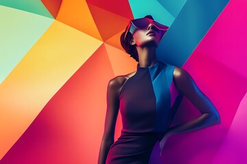 Geometric Shapes Forming a Powerful Female Figure