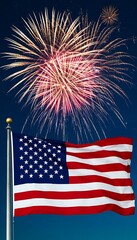 american flag with fireworks in night sky independence day celebration concept of patriotic pride and national holiday
