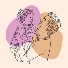 Happy Father Holding His Smiling Baby Daughter