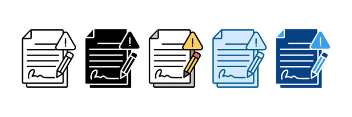 Contractual Risk Icon Set Multiple Style Collection