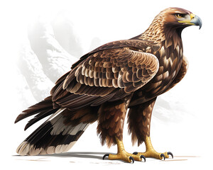 Realistic digital illustration of a majestic golden eagle in detailed and artistic style