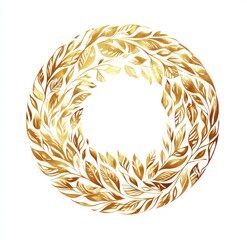Golden floral wreath, decorative circle