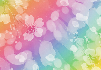 Obraz premium Watercolor floral background with gradient rainbow colors and soft bokeh effect