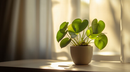 A potted plant on a modern desk, symbolizing simplicity and focus in a clean workspace.