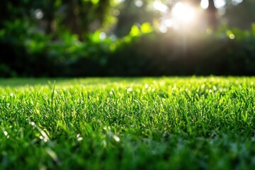 Naklejka premium Sunlit Rolling Hills Covered in Lush Green Grass