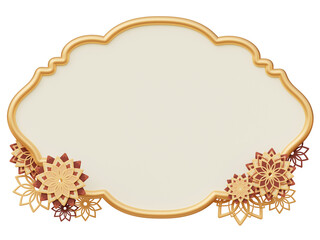 3D Islamic frame with floral mandala ornaments